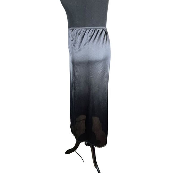 Wondermaid 741803 black full 1/2 slip slit back nylon  vintage skirt - Picture 3 of 6